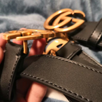 Women G-Style Gold Buckle Leather Slim Belts Pattern For Jeans