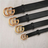 Women G-Style Gold Buckle Leather Slim Belts Pattern For Jeans