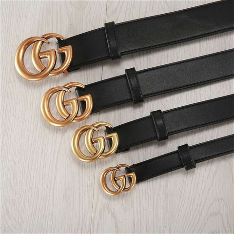 Women G-Style Gold Buckle Leather Slim Belts Pattern For Jeans