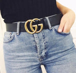 Women G-Style Gold Buckle Leather Slim Belts Pattern For Jeans