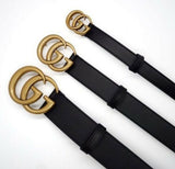 Women G-Style Gold Buckle Leather Slim Belts Pattern For Jeans