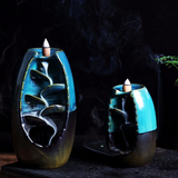 Waterfall Incense Burner Ceramic Incense Holder,Option for Mixed Incense Cones