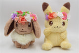 Flower Pikachu & Eevee Mascot Plush toy