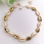 Fashion White Natural Cowrie Shell Choker Necklace for Women Metal Shell Pendant Necklace Statement Collier Gold Color Jewelry