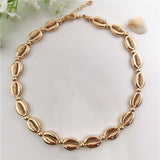 Fashion White Natural Cowrie Shell Choker Necklace for Women Metal Shell Pendant Necklace Statement Collier Gold Color Jewelry