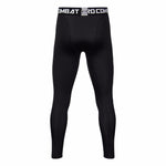 Fitness Men Sets Pure black Compression Shirts + Leggings