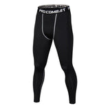 Fitness Men Sets Pure black Compression Shirts + Leggings