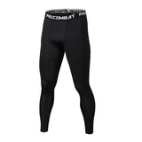 Fitness Men Sets Pure black Compression Shirts + Leggings