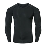 Fitness Men Sets Pure black Compression Shirts + Leggings