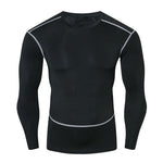 Fitness Men Sets Pure black Compression Shirts + Leggings