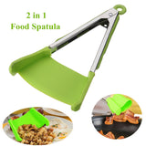 2 in 1 Clever Kitchen Spatula Heat Resistant Stainless Steel Frame Silicone