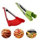 2 in 1 Clever Kitchen Spatula Heat Resistant Stainless Steel Frame Silicone