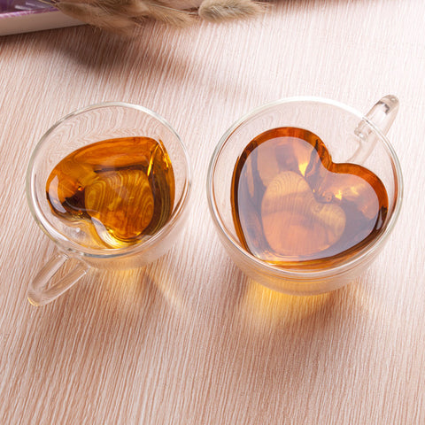 180ml/240ml Heart Love Shaped Double Wall Glass Mug