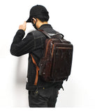 New Genuine leather retro casual  Men's backpack large capacity travel backpack