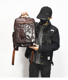 New Genuine leather retro casual  Men's backpack large capacity travel backpack