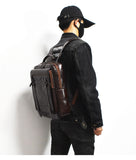 New Genuine leather retro casual  Men's backpack large capacity travel backpack