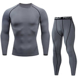 Fitness Men Sets Pure black Compression Shirts + Leggings