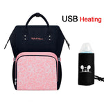 Fashion Maternity Nursing Diaper Bag, Water-proof USB Heating Toddler