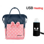 Fashion Maternity Nursing Diaper Bag, Water-proof USB Heating Toddler