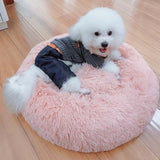 Pet Dog Cat Calming Bed Round Nest Warm Soft Plush Comfortable Sleeping Bed Nest