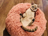 Pet Dog Cat Calming Bed Round Nest Warm Soft Plush Comfortable Sleeping Bed Nest