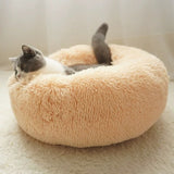 Pet Dog Cat Calming Bed Round Nest Warm Soft Plush Comfortable Sleeping Bed Nest