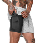 RUNNING 2 in 1 Running Shorts Security Pockets Leisure Shorts Quick Drying GYM running