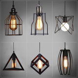 LED Cage Pendant Lights Retro Industrial Style Coffee Restaurant Personality Bar