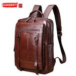 New Genuine leather retro casual  Men's backpack large capacity travel backpack