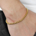 4mm Stainless Steel Bracelet For Mens Boys Box Link Bangle Black Gold Silver Fashion