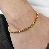 4mm Stainless Steel Bracelet For Mens Boys Box Link Bangle Black Gold Silver Fashion